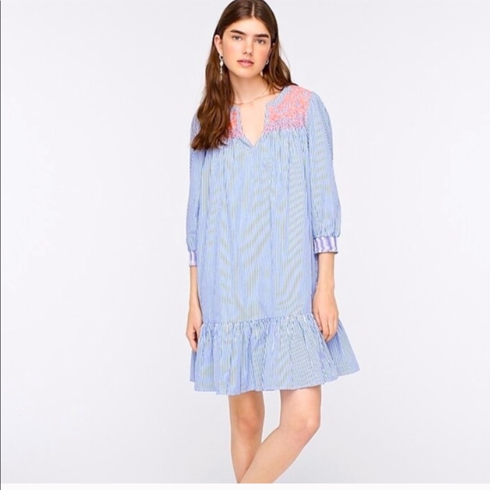 JCrew blue and white striped pullover dress small
